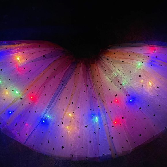 LED Rainbow Sparkle Tutu 4 Layer Light Up Tutu Rainbow Sparkle tutu Fairy Tutu - Picture 4 of 12